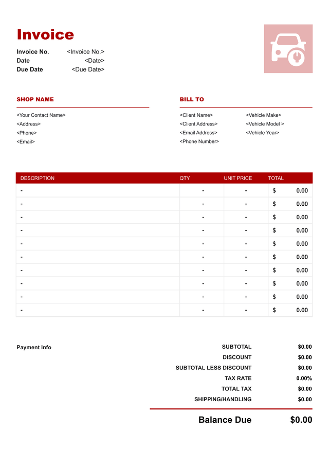 Simple contractor invoice template