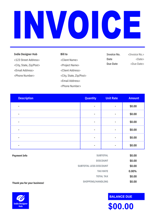 Bold contractor invoice template